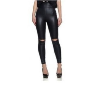 Distressed Leather Look Leggings